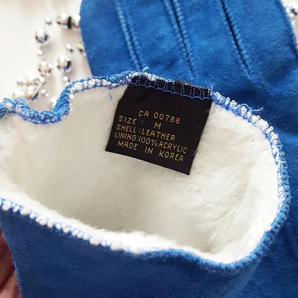 NEW⭐100% Suede Leather Gloves💙Turquoise Blue - Picture 6 of 8